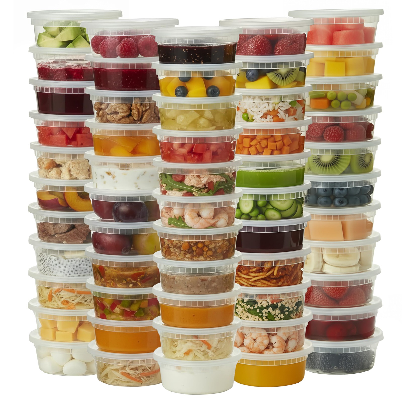 Plastic Deli Containers with Lids 8 oz (Pack of 100) – Leak-Proof, BPA-Free F…