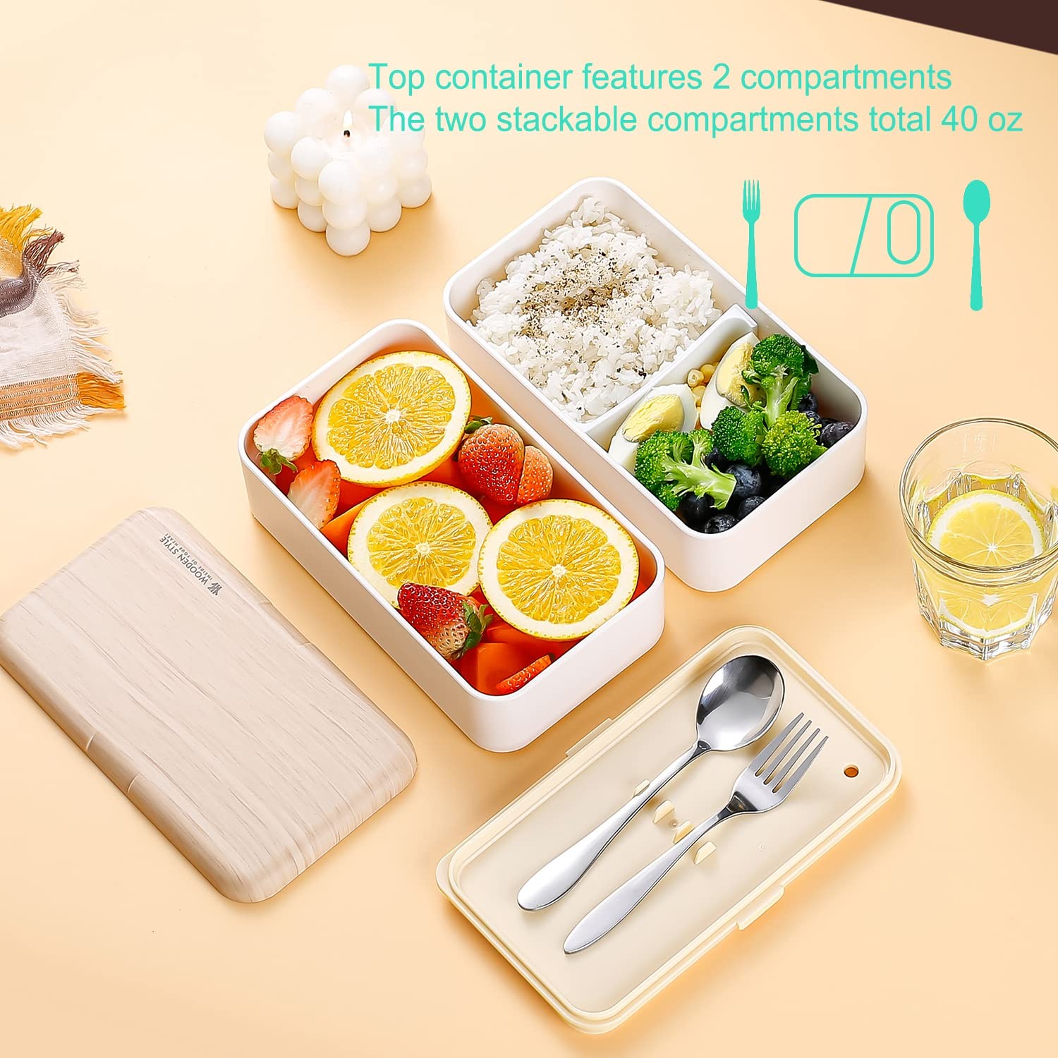 Binoster Original Bento Box Lunch Japanese Style 2 9.2X10.5X18.5CM, Pink