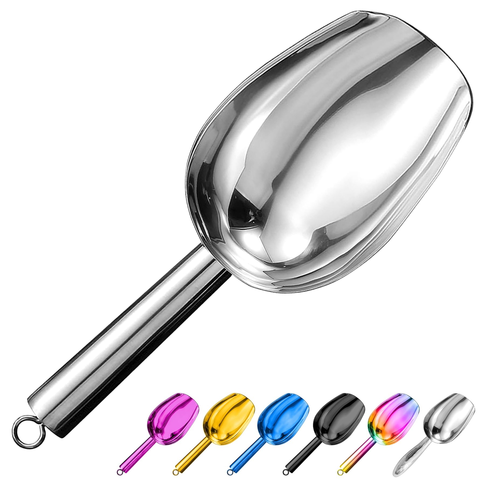 Metal Ice Scoop 6 Oz，Kitchen Ice Scooper for Ice Maker, Small Food Scoops