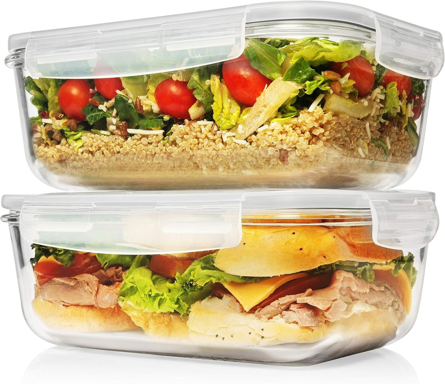 8 Cup Glass Storage Containers with Airtight Locking Lids – BPA Free, Leak Proof