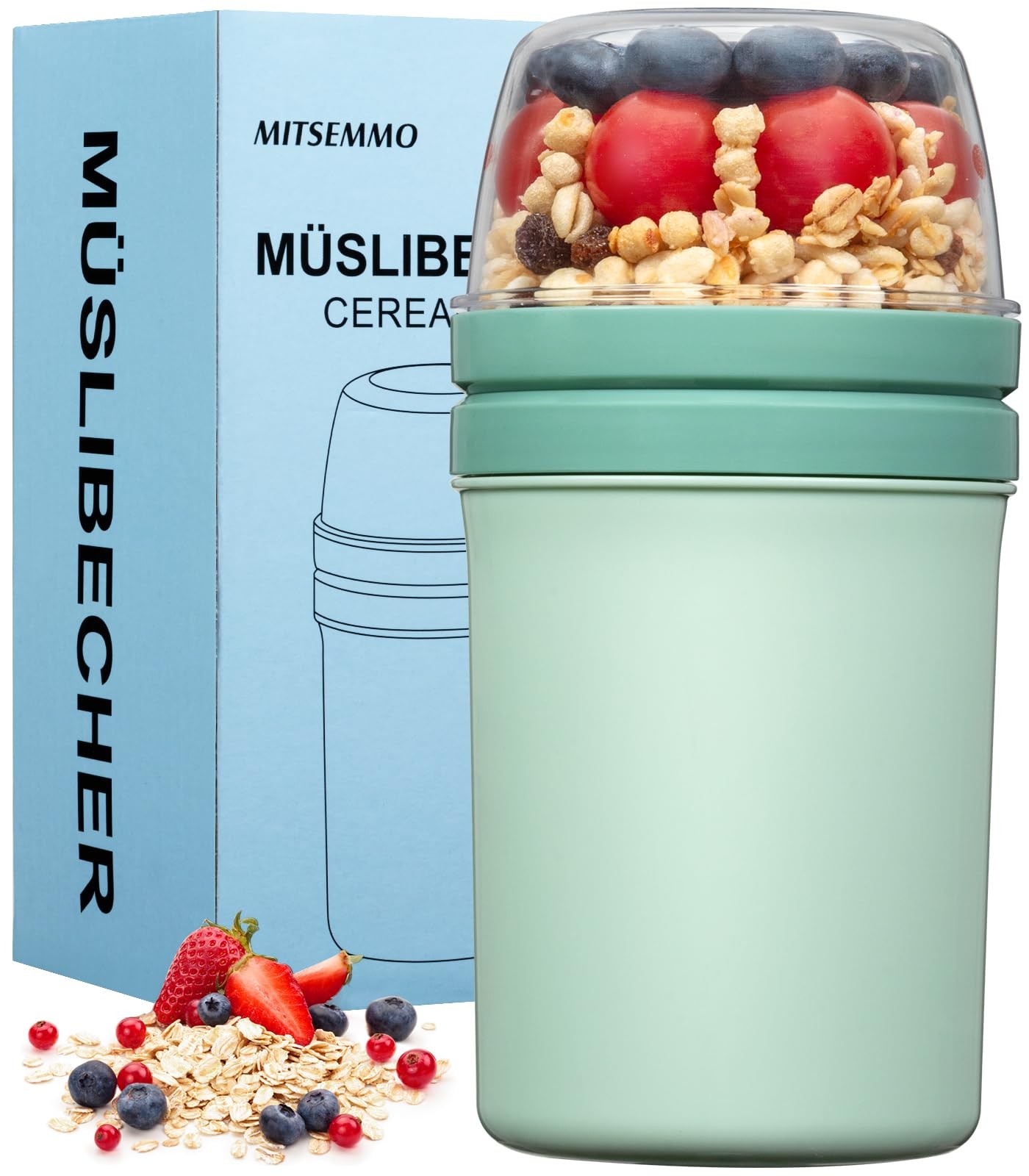 Snack Cup Container with Lid,Yogurt Parfait Snackle Cups and Spoons,600ml+270…