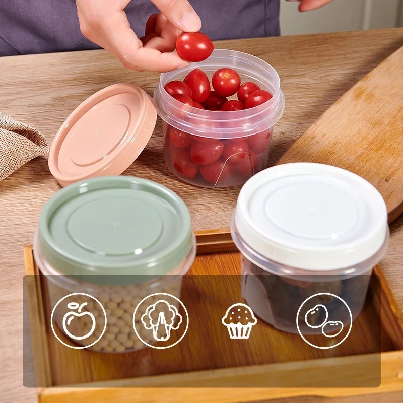8 Pcs 500ml Round Food Fresh Keeping Box Kitchen Refrigerator Storage AA