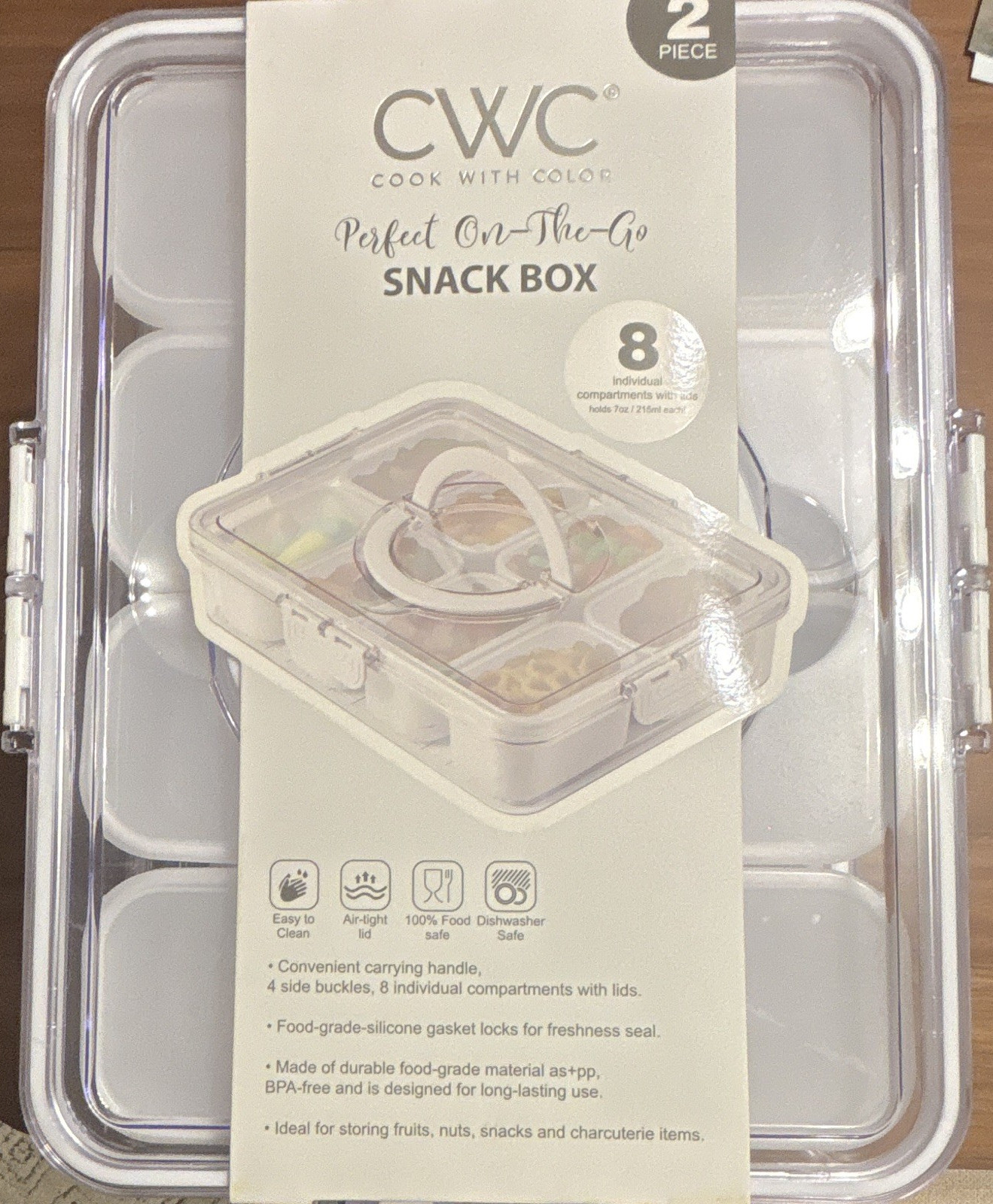 CWC Cook With Color Perfect On-The-Go Snack Box Set, 8 Compartments, White