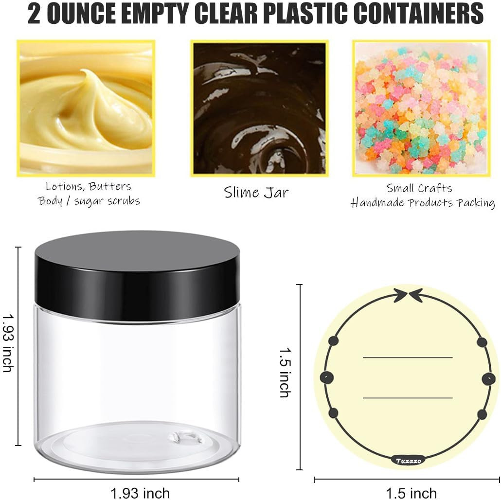 36 Pack 2 Oz Plastic Container Jars with Lids BPA Free, Empty round Clear Cosmet