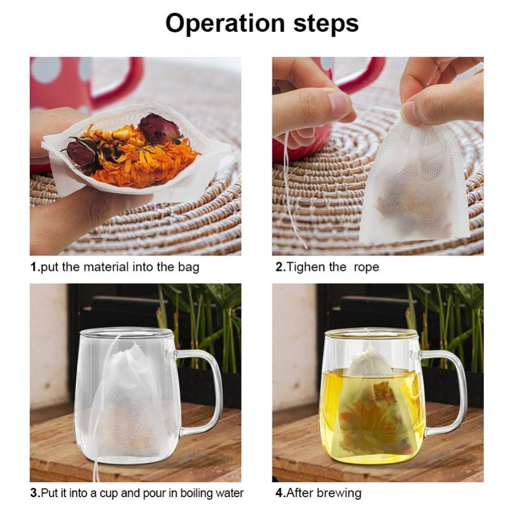 LTKJ 100-pack Cotton Tea Filter Bags Coffee with Drawstring for White