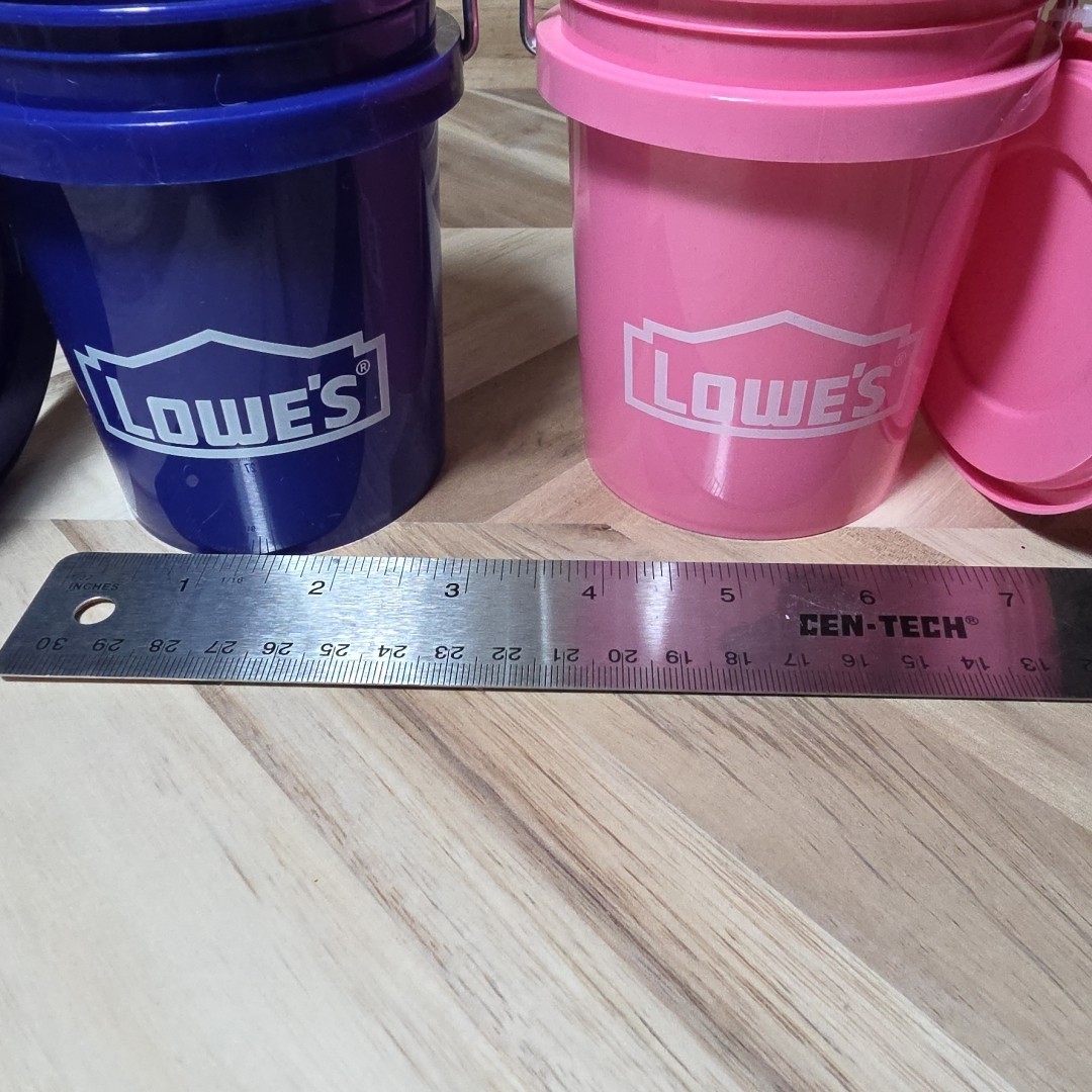 VIRAL ~ Lowe’s Mini Buckets With Lids ~PINK & Blue ~ HIS & HERS ~FOODSAFE~ Rare