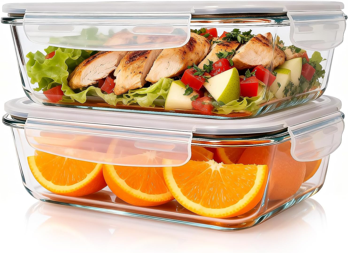 2 Pack 78oz/2300ml Large Glass Storage Containers with Lids, Meal Prep Food Cont