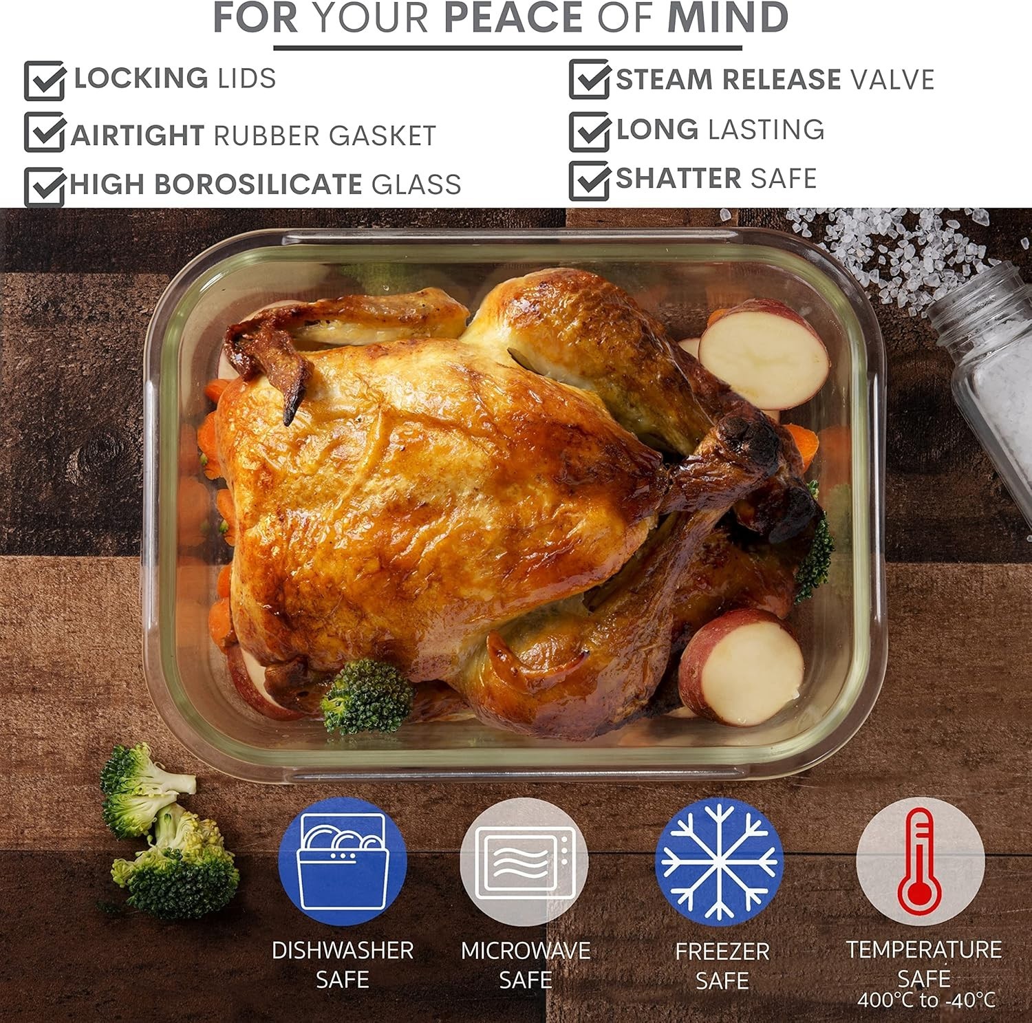80 Oz Glass Food Storage Containers – Airtight and BPA-Free Set of 4
