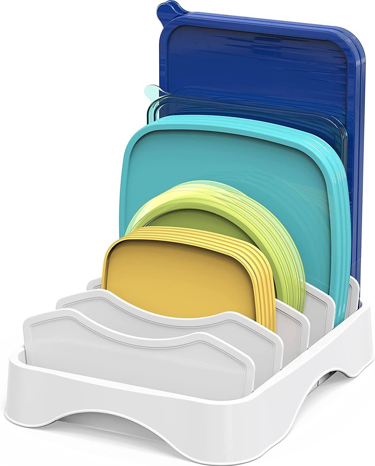 Organizador tapas recipientes ajustable con divisores blanco 10×8 pulgadas set