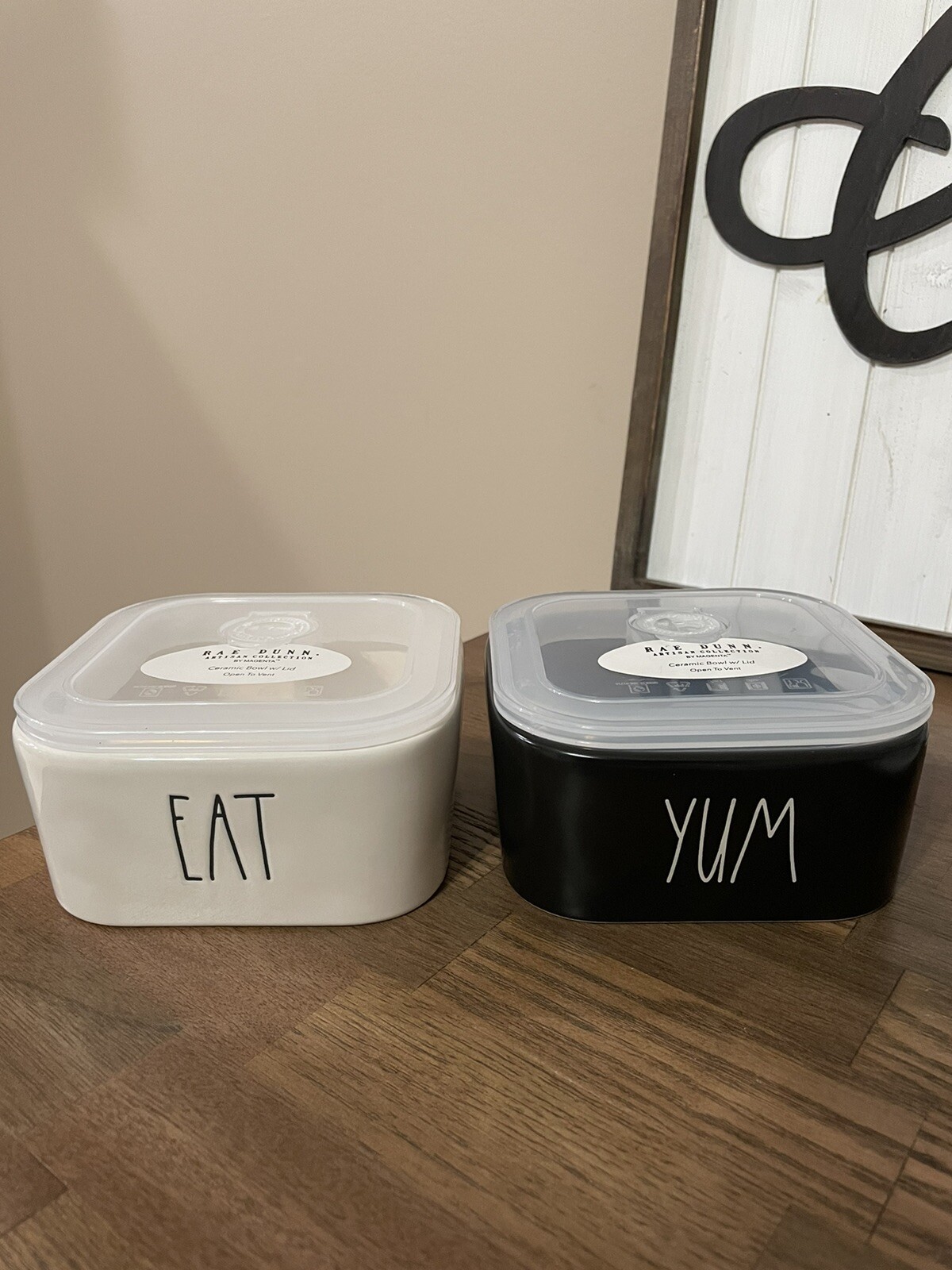 Rae Dunn Artisan Collection Ceramic Storage Containers with Lid- Set of 2