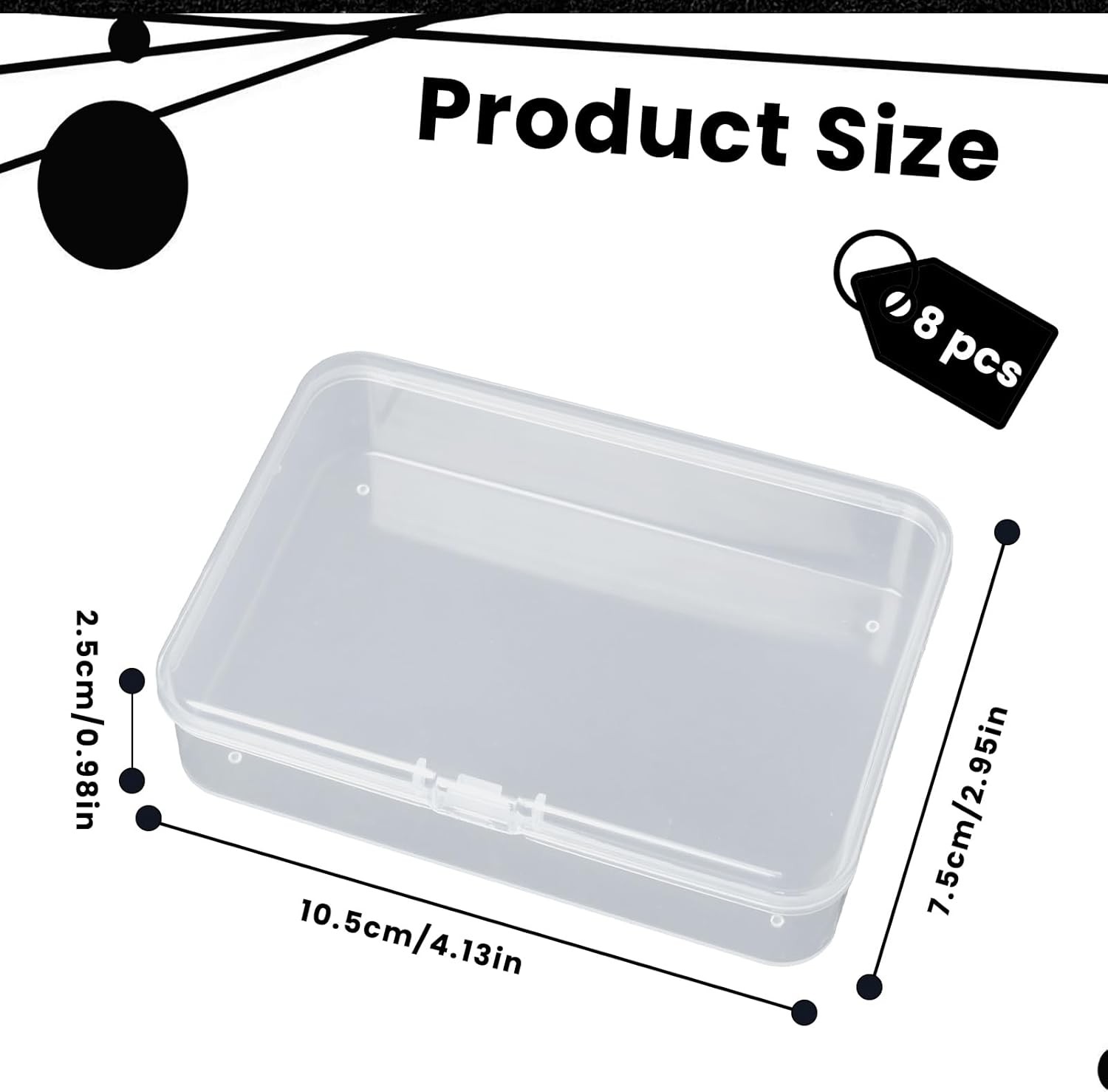 8 Pcs Small Plastic Case, 4x3x1 Inch Mini Plastic Storage Containers Box