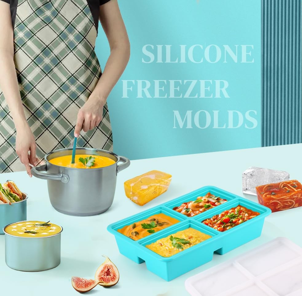 Silicone Freezer Trays With Lid – Silicone Soup Freezer Molds, Soup Freezer C…