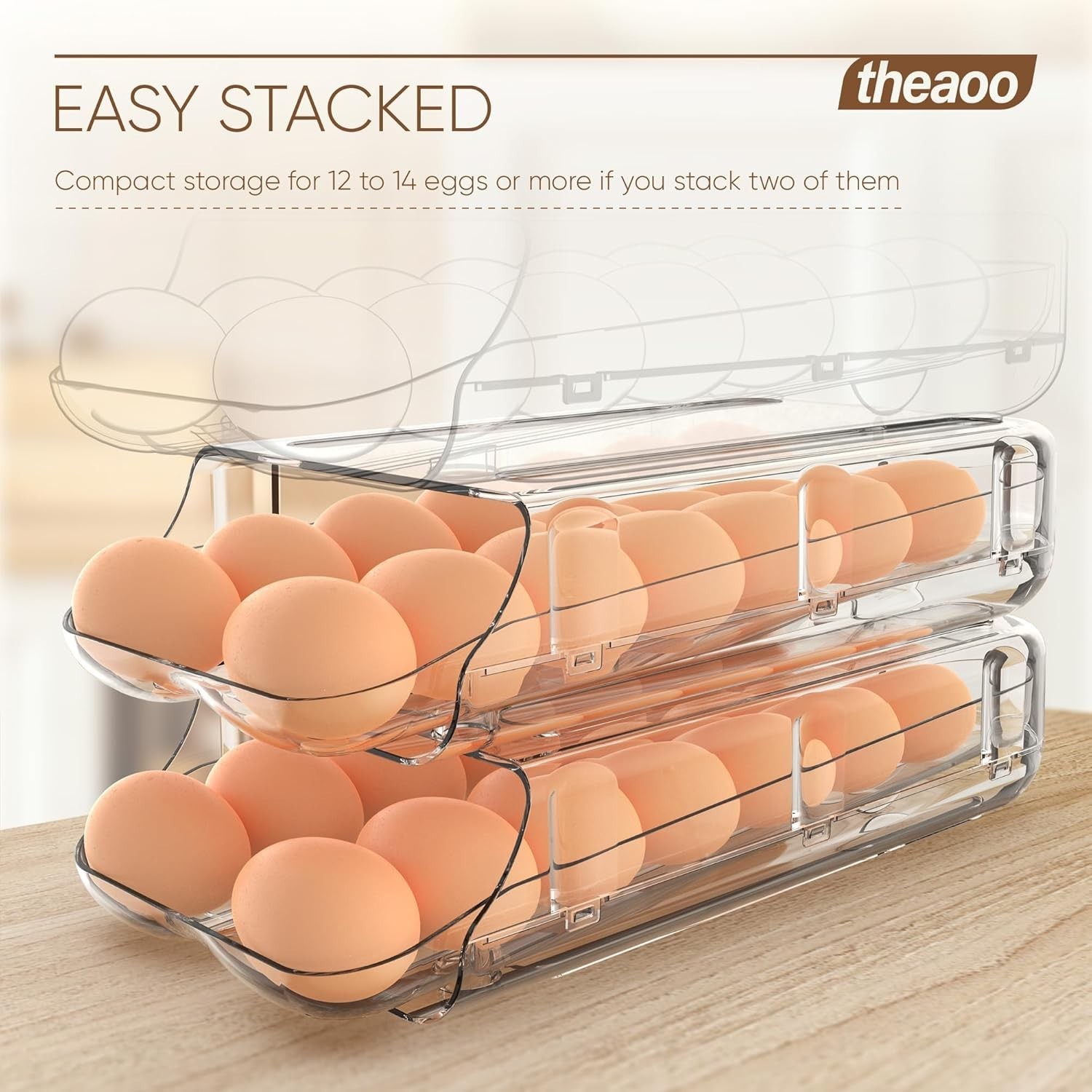 Egg Holder for Fridge, Automatic Rolling Egg Container for Refrigerator, Clea…