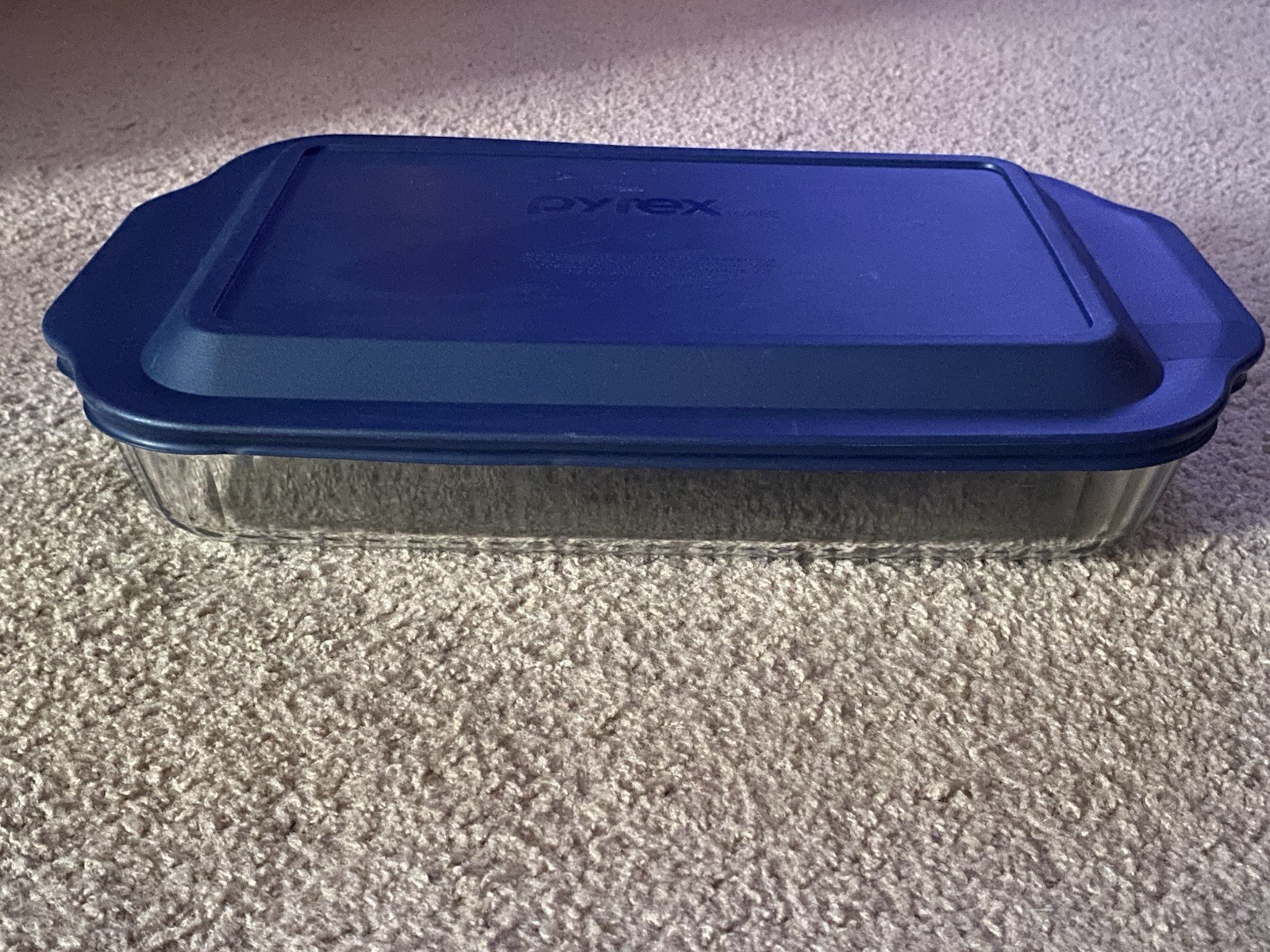 Pyrex Storage Plus 3-Cup Rectangular Glass Container Blue Snap Lid, 2pc