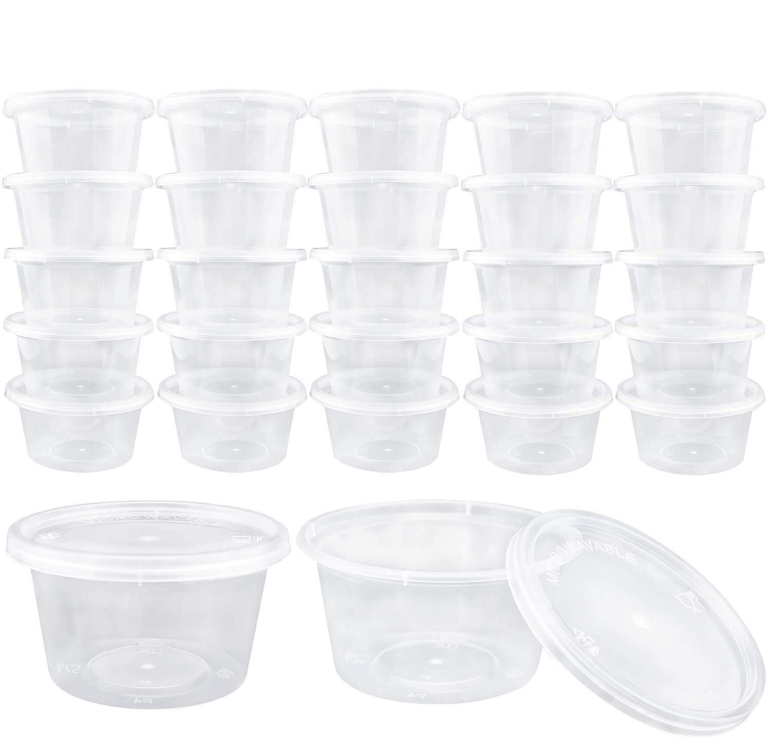 40 Pack 4 Oz Plastic Condiment Cups, Slime Storage Containers With Lids