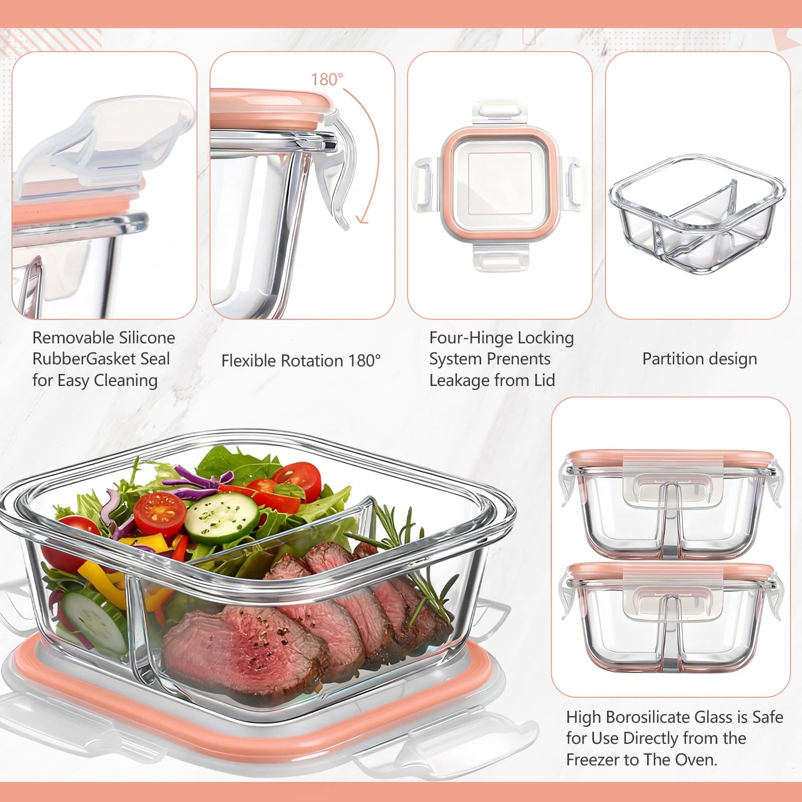 Yiyiring 8 Pack 8 oz Bariatric Meal Prep Containers, Glass Bowl Bariatric Por…