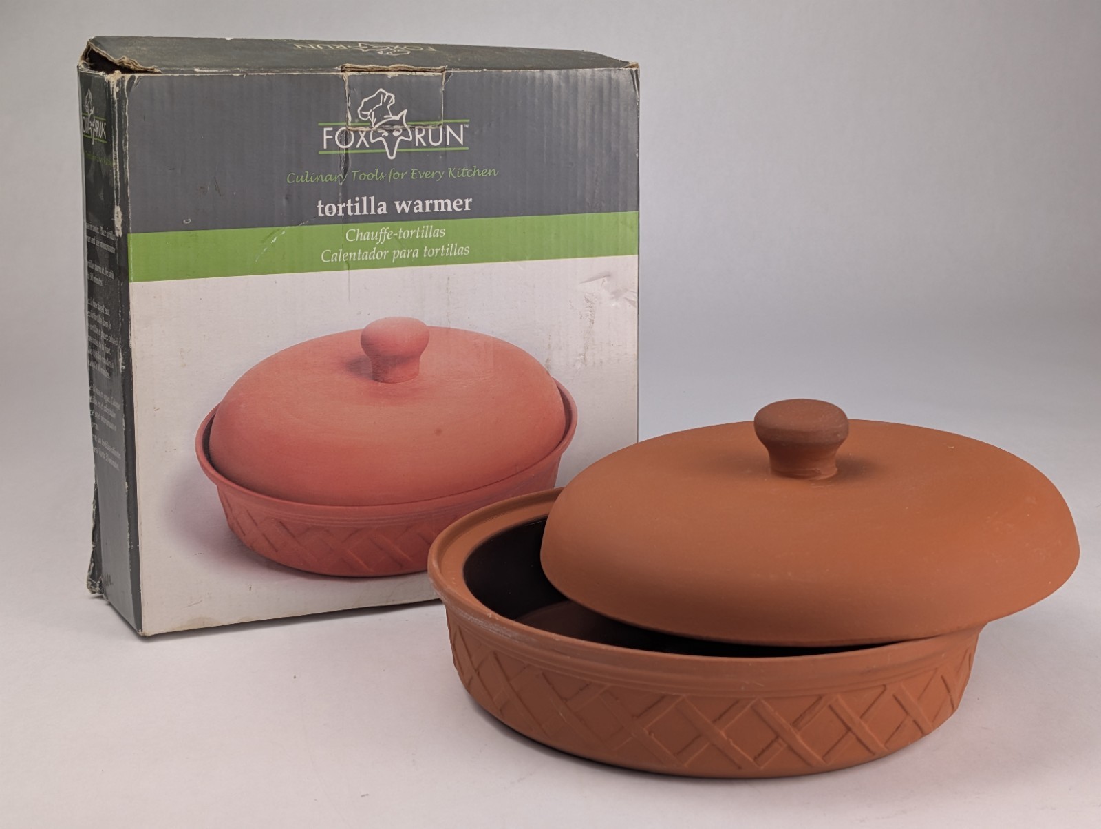 Fox Run Terra Cotta Tortilla Warmer Microwavable Glazed 6.5″ Interior Width 3943