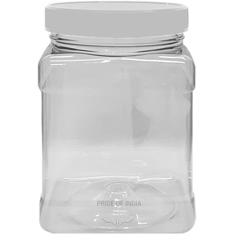 Impact Resistant Transparent PET Plastic Jar W/ Ribbed Screw Cap Storage New