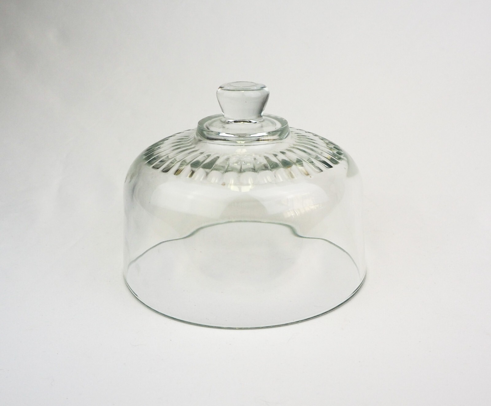 Vintage Clear Pressed Glass Food Dome Cheese Cloche Ribbed Top Made in France