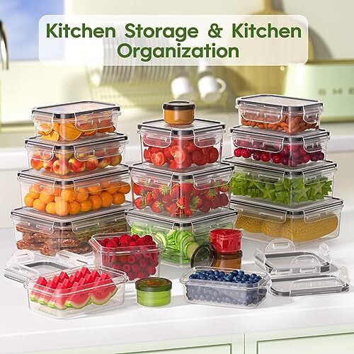 36-Piece Food Storage Containers with Lids Airtight(18 Containers & 18 Lids) Pl
