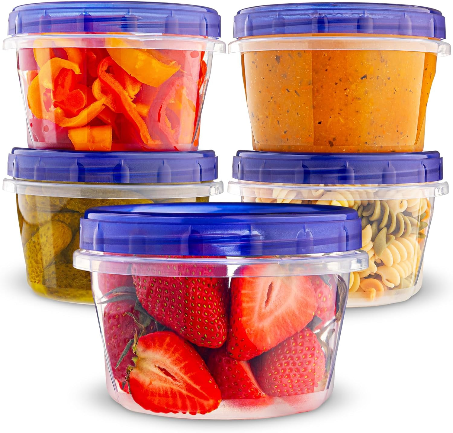 Plastic Food Deli Containers With Twist Top Lids – (16 Oz) [5 Pack] Food Storage