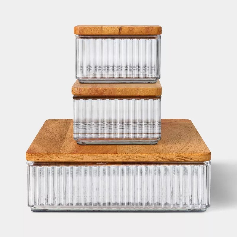 Desktop Storage Containers Trays with Lids Set of 3