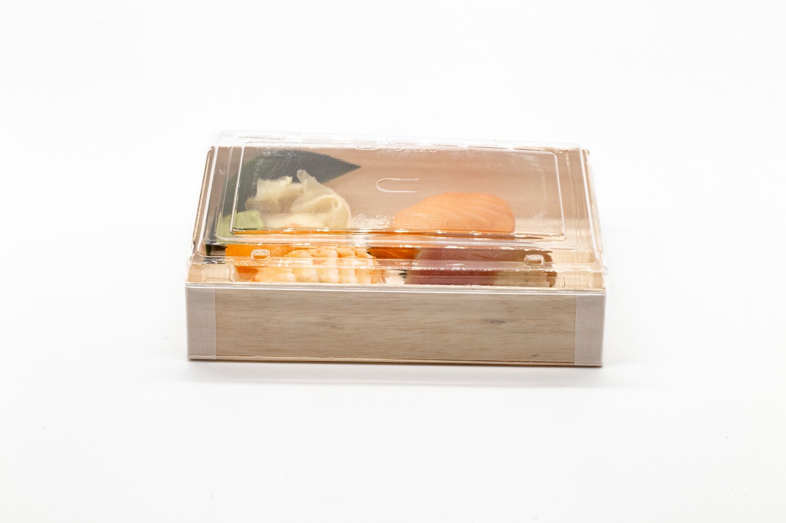 WBFD-120 Foldable Rectangular Wooden Container Togo Food Sushi Box With Lid
