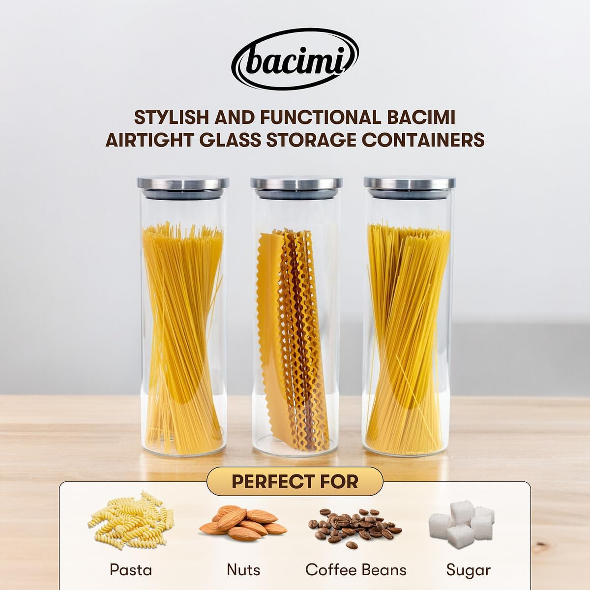 ® Airtight Borosilicate 3Mm Thick Glass Storage Containers for Spaghetti, Pasta,