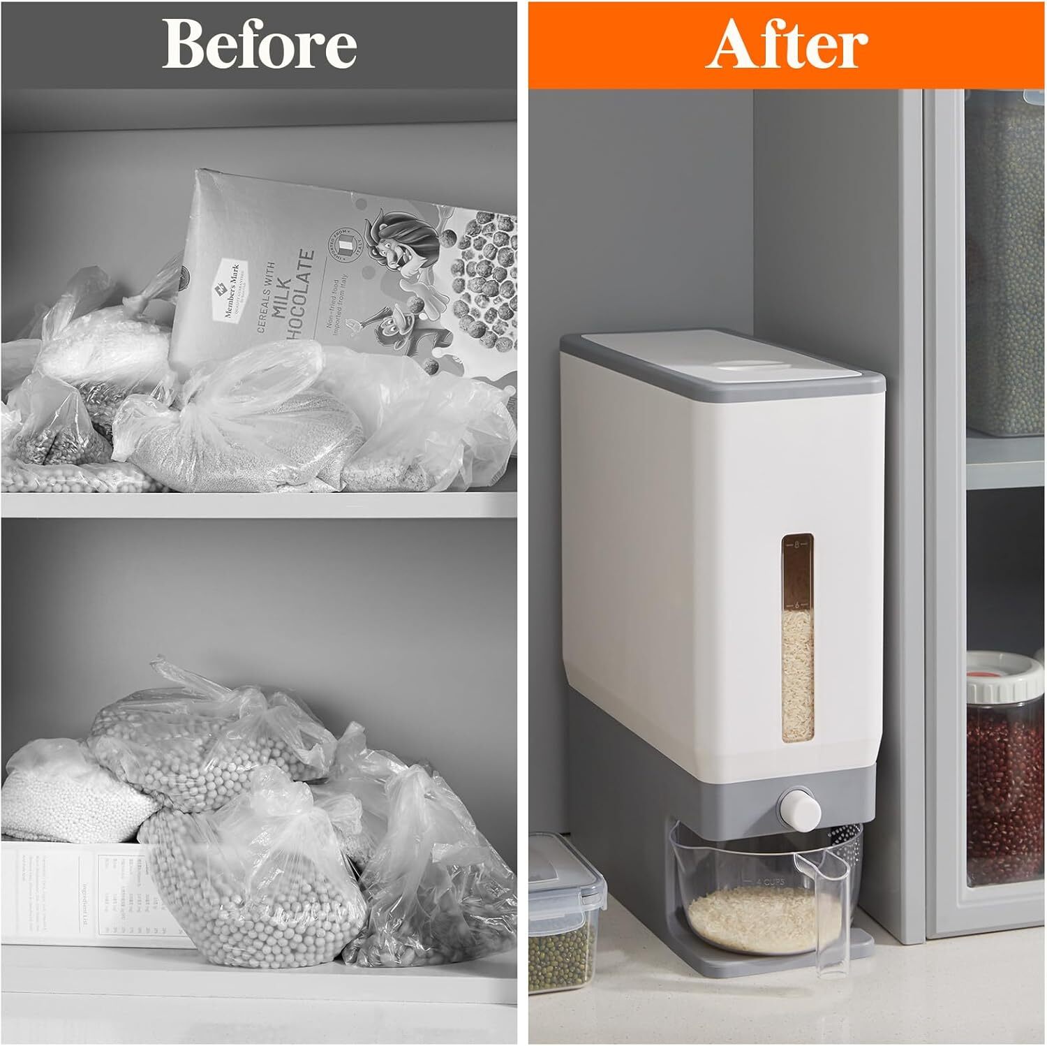 “Lifewit Rice Dispenser 25lbs, Sealed Moisture-Proof, BPA-Free”