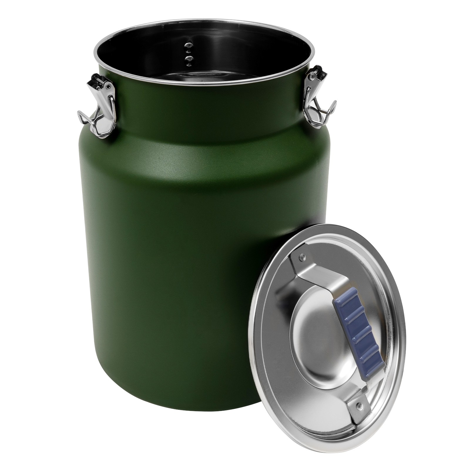 Green Stainless Steel Rice Storage Container 12L Round Grain Container with Lid