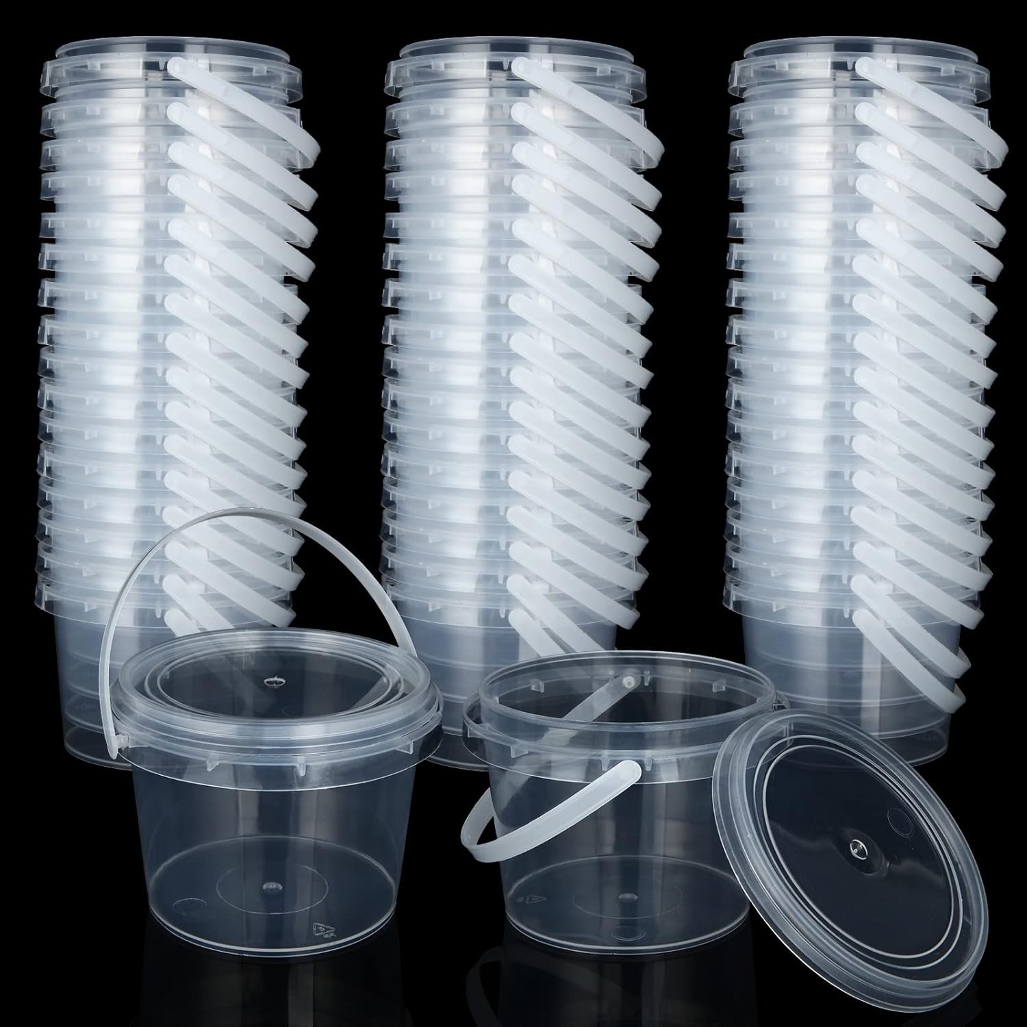50pc 10oz Clear Slime Containers with Handles Lids