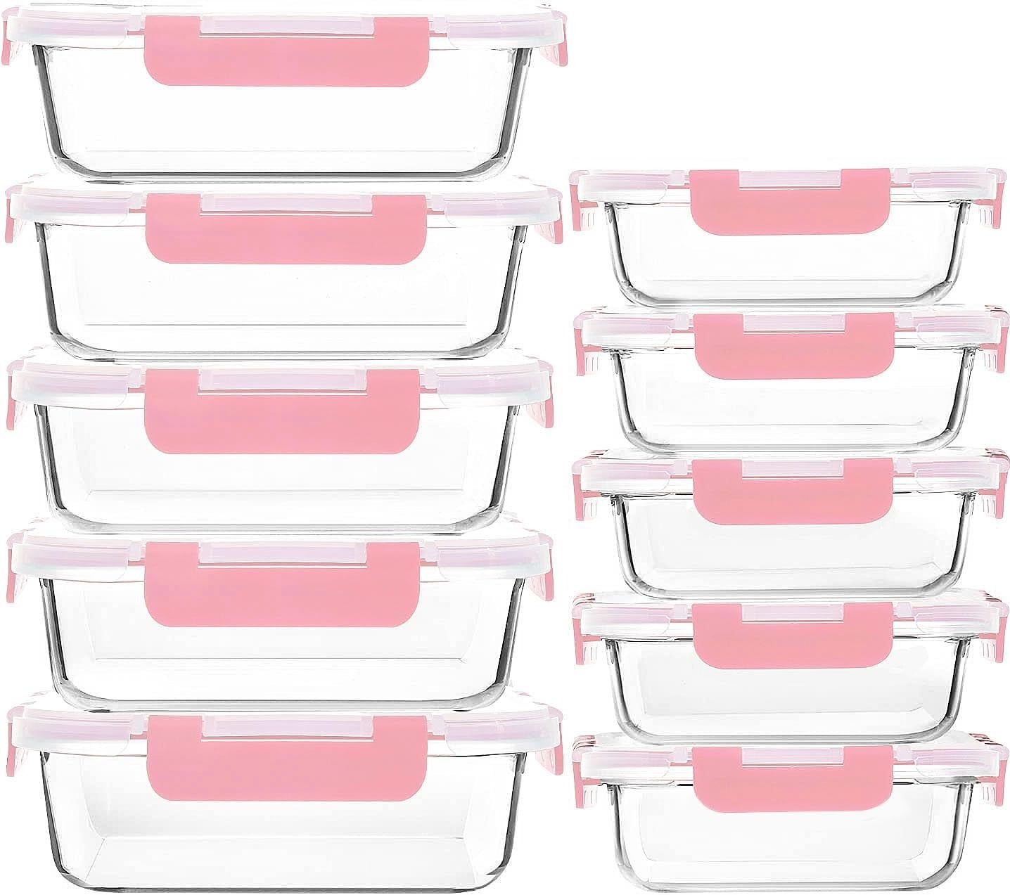 M MCIRCO [10-Pack Meal Prep Containers with Snap Locking Lids, Glass Airtight