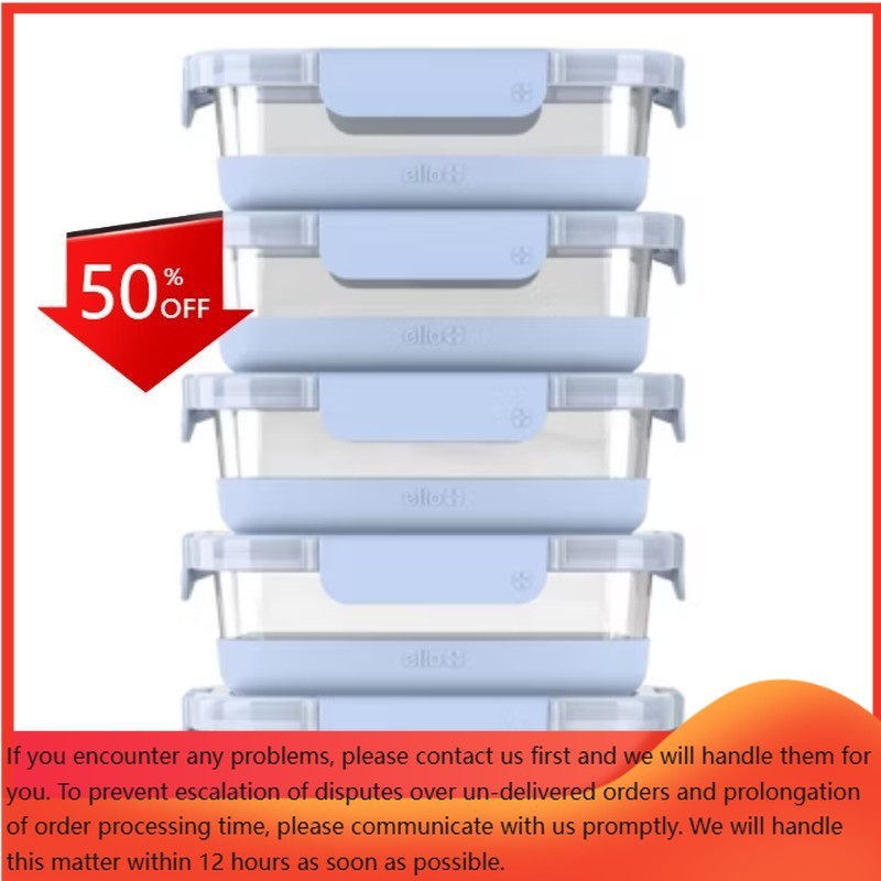 Ello 10pc Glass Meal Prep Food Storage Container Set Blue