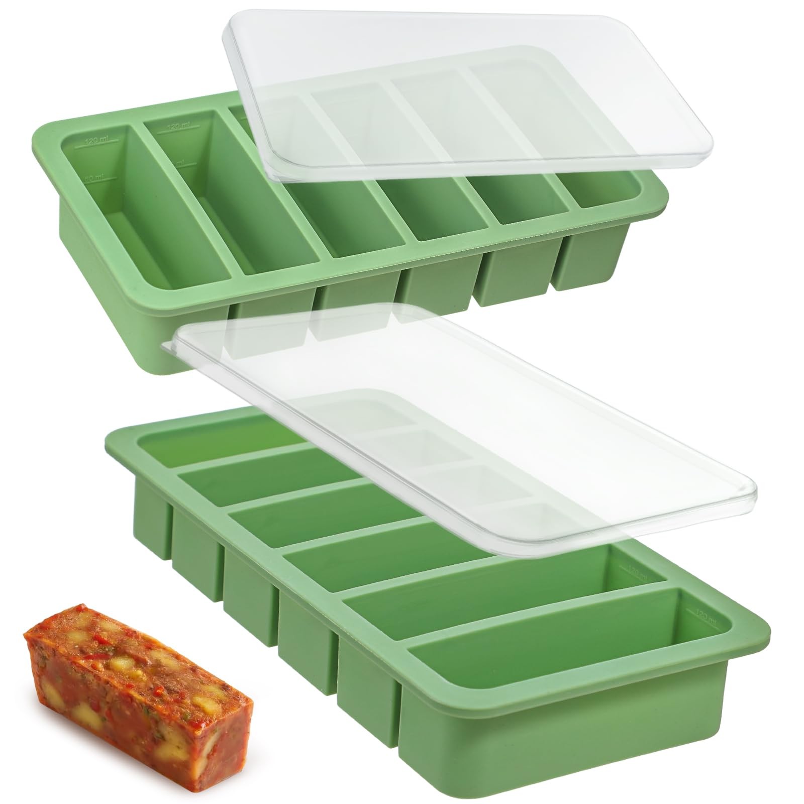 Silicone Freezer Trays with Lids, 1/2 Cup Silicone Soup Freezer Molds Set of …