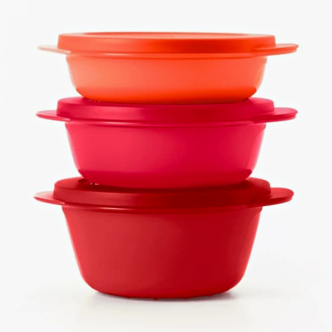 Tupperware CrystalWave PLUS Round 3-Piece Plastic Storage Set w/ Snap Lids