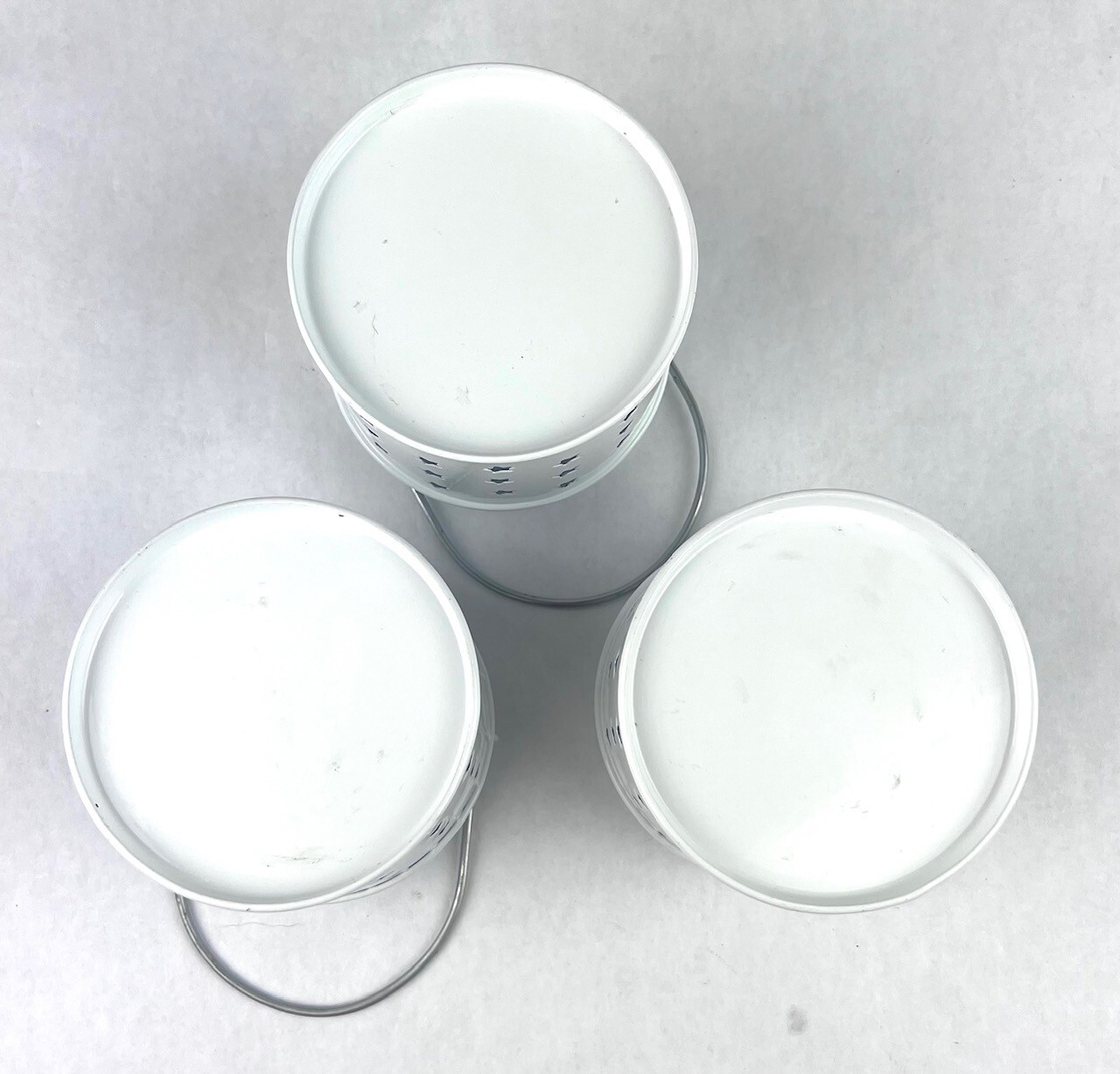 3 White Bucket Pail Handle Star Cut Out Garden Patio Tea Lights Votives
