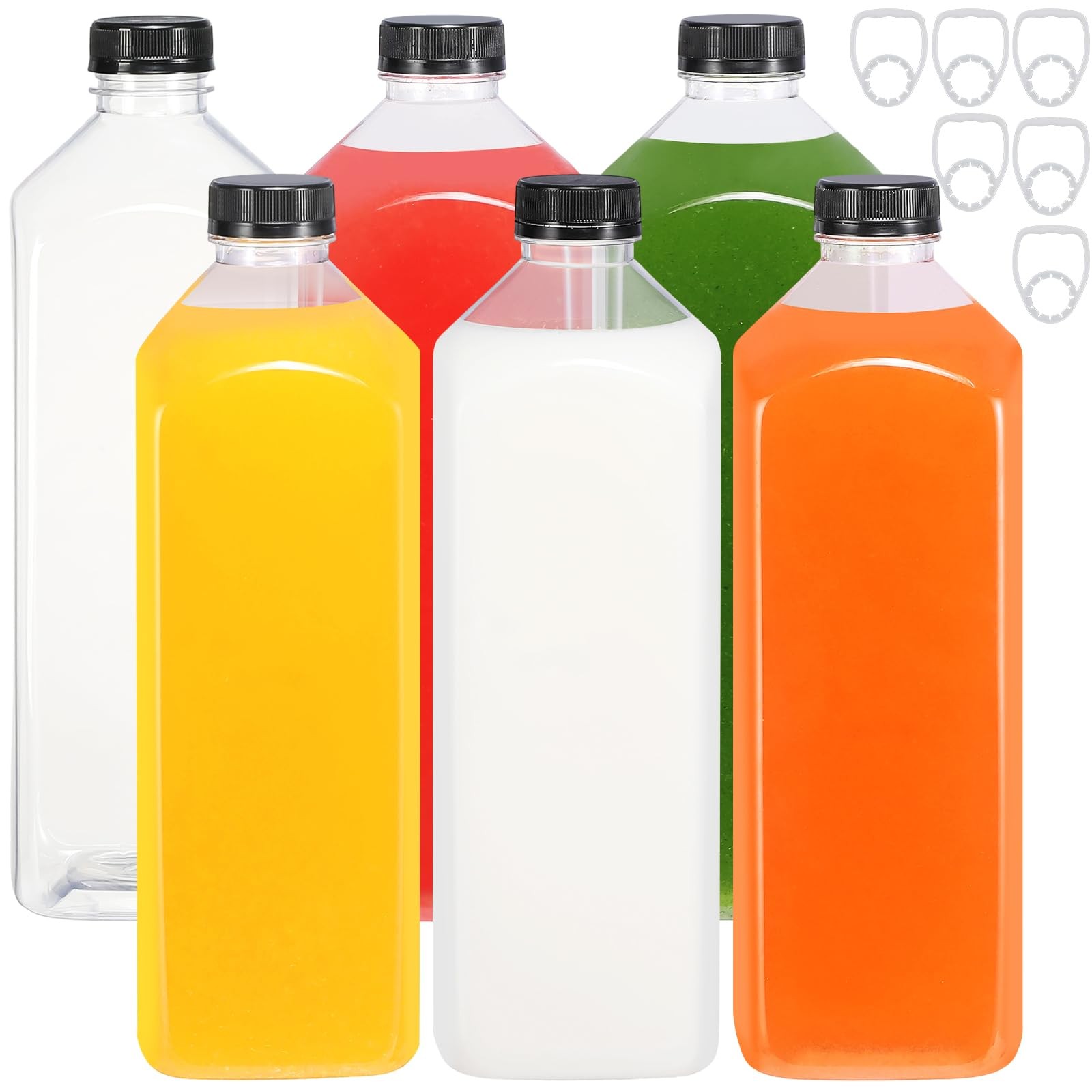 6pcs 64oz Plastic Bottles with Caps, Juice Container with Lids, Empty Plastic…