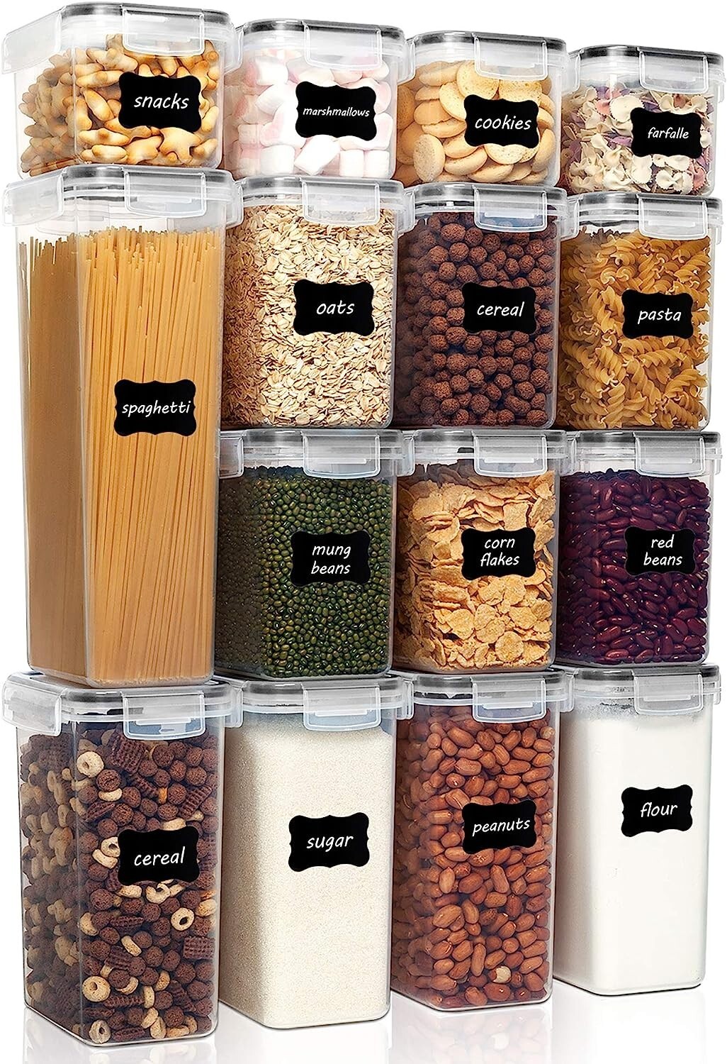 Airtight Food Storage Containers Set with Lids, 15pcs BPA Free Plastic