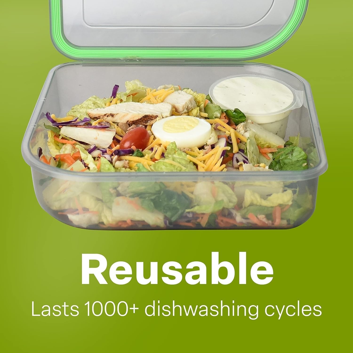 Large To-Go Single Compartment Container 9″x 9″ x 2-1/2″ Reusable Microwave Safe