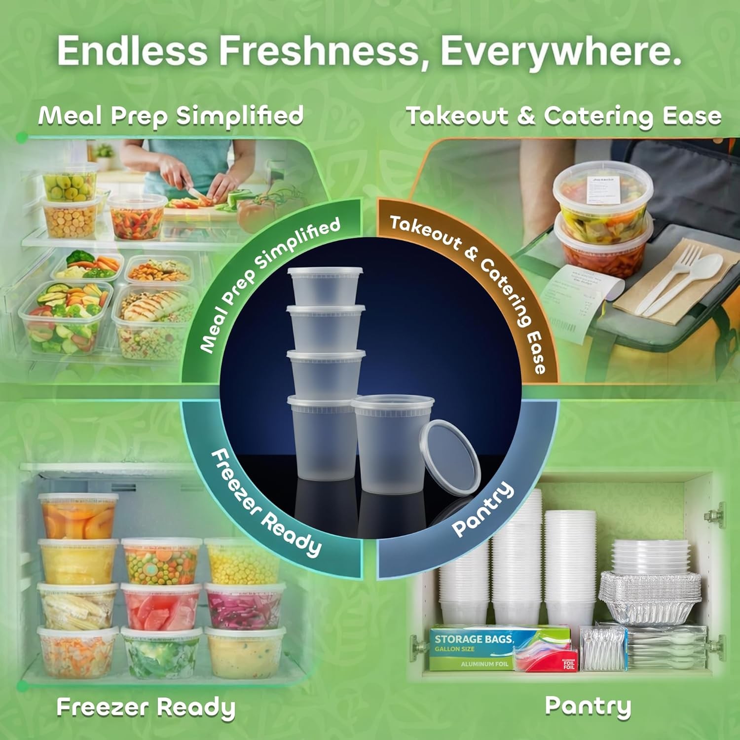 48 Sets Deli Containers W/ Lids – 16oz & 32oz – Leak Proof Microwaveable