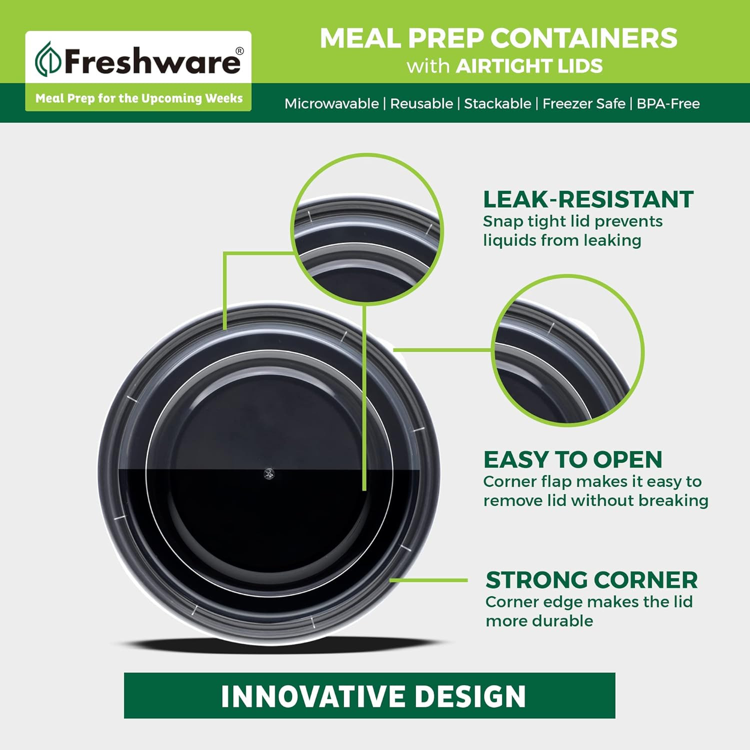Freshware Meal Prep Bowl Containers [30 Pack] Plastic Bowls with Lids for Soup a