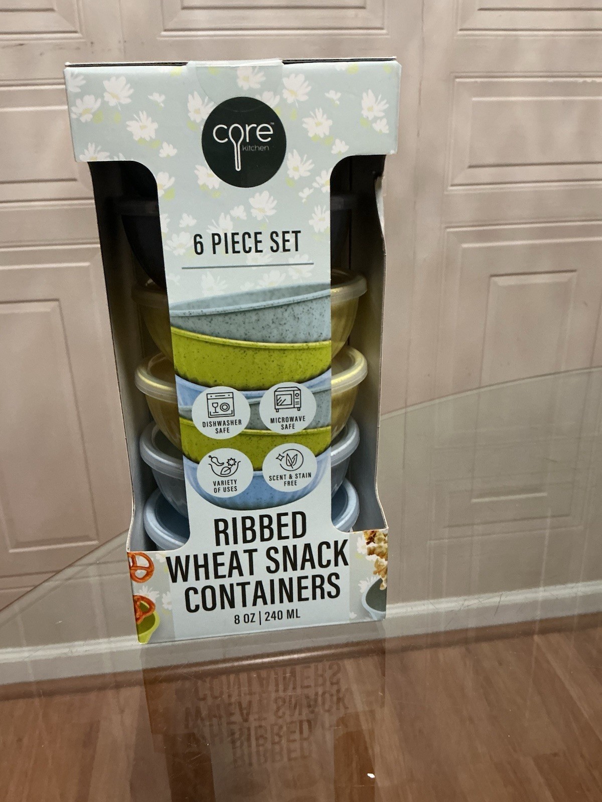 6Pack Compartment Reusable Snack Containers with Lids, Wheat Straw Reusable 8 Oz