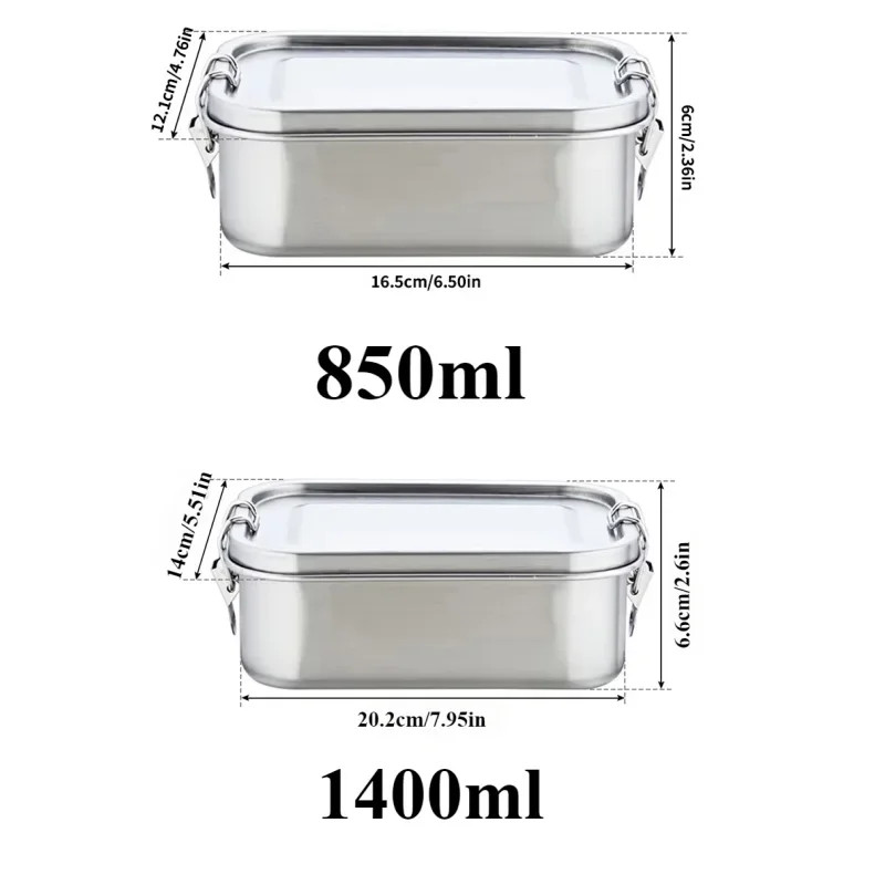 1 Pc Leakproof Stainless Lunch Box Bento Meal Prep Container Dishwasher Safe