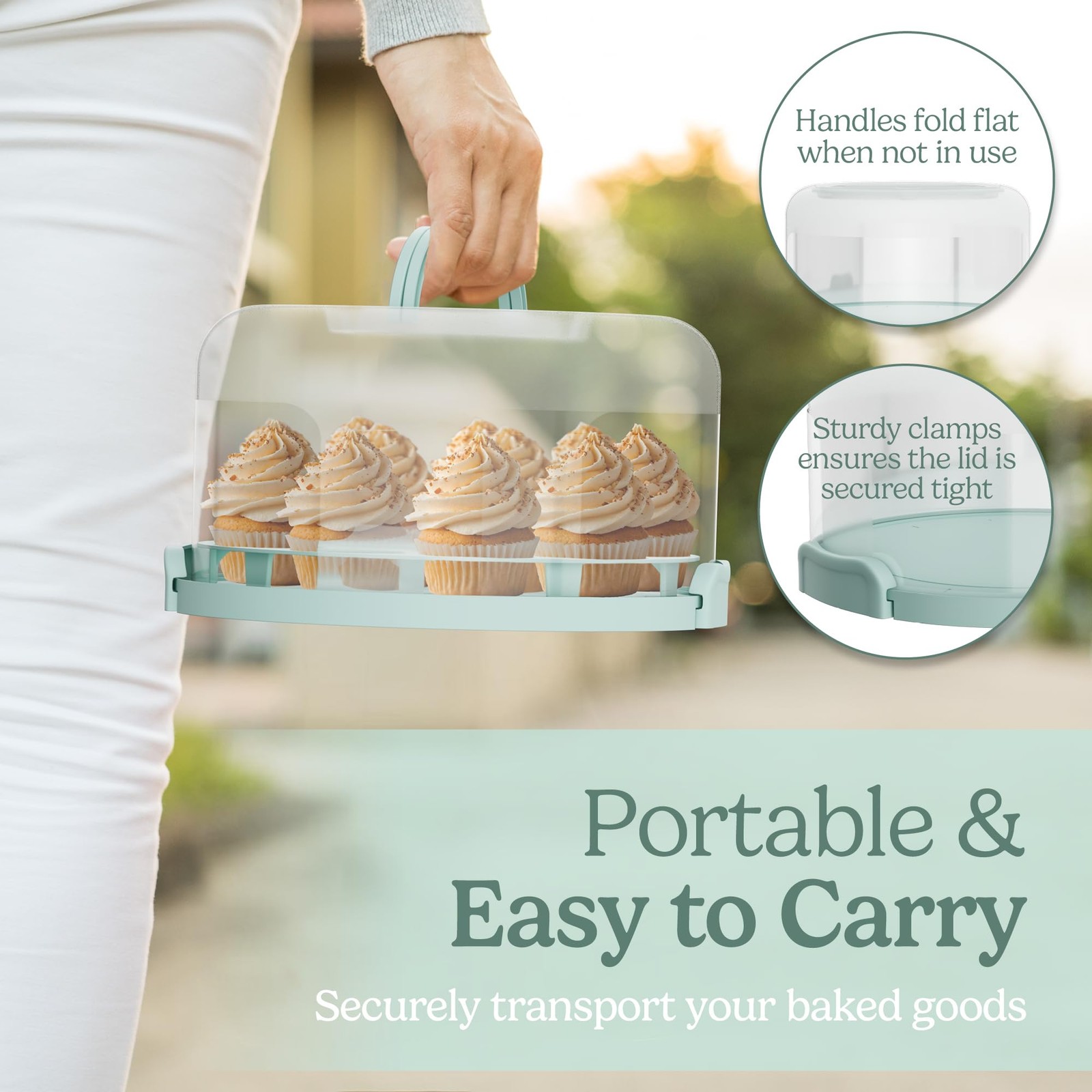 Cake Carrier with Lid and Handle – Multipurpose Cake Stand with Lid for 10” Cake