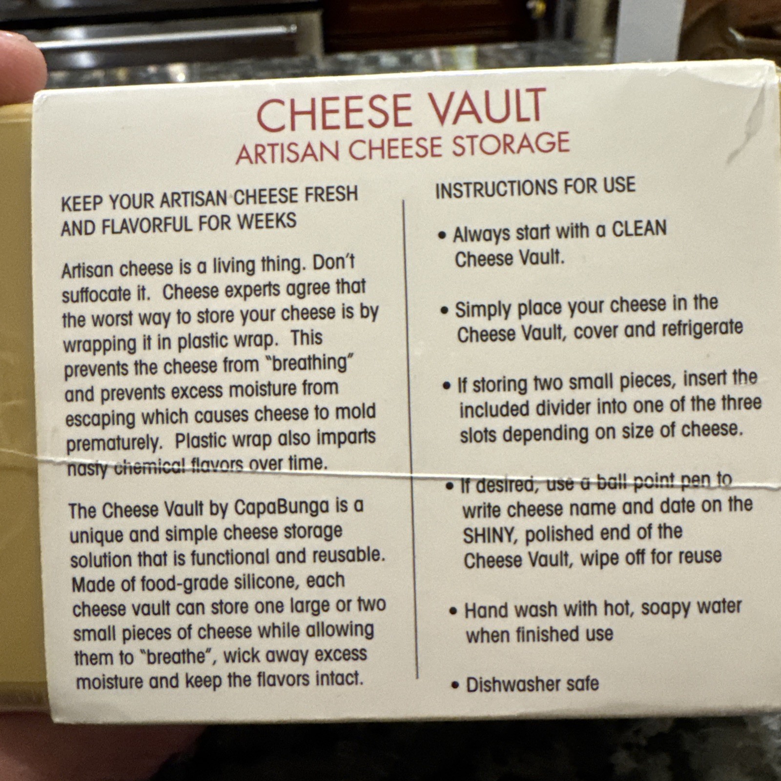 Capabunga Cheese Vault Food Storage Box NEVER USED