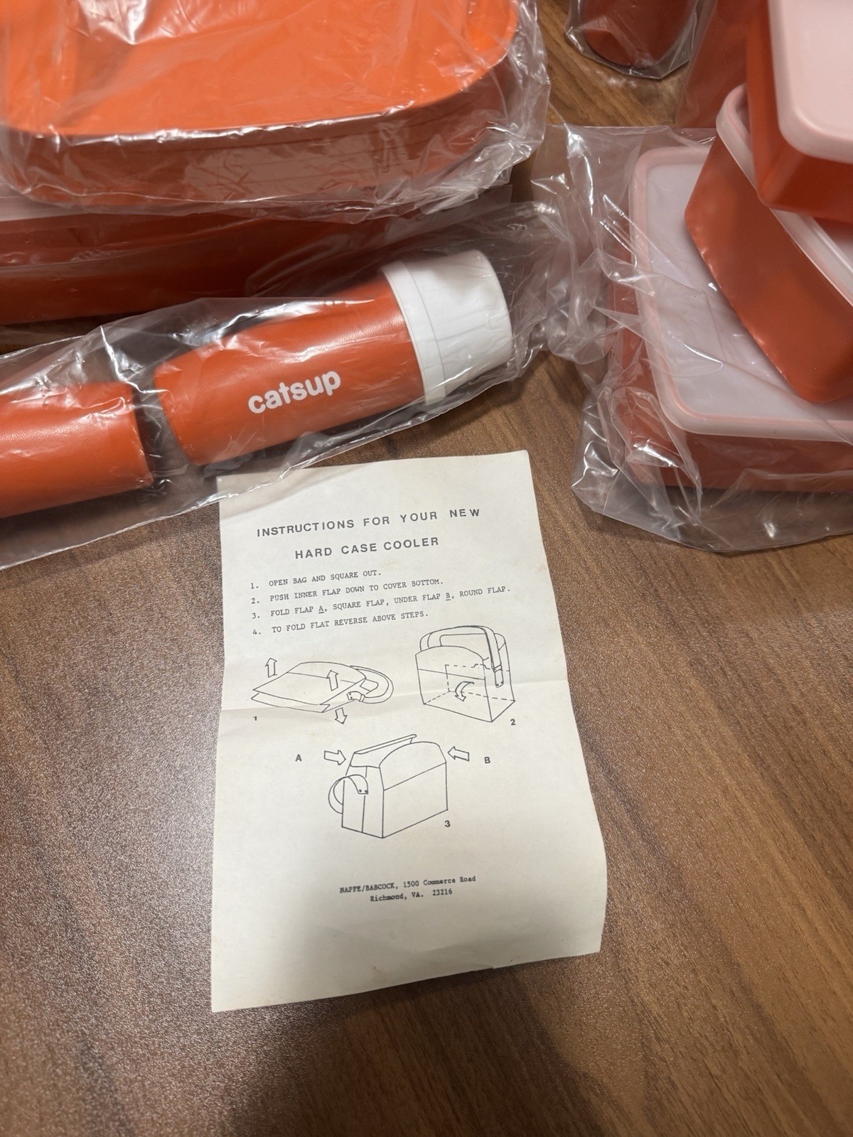 Vintage Tupperware Orange Stripe Picnic Cooler Set New Open Box