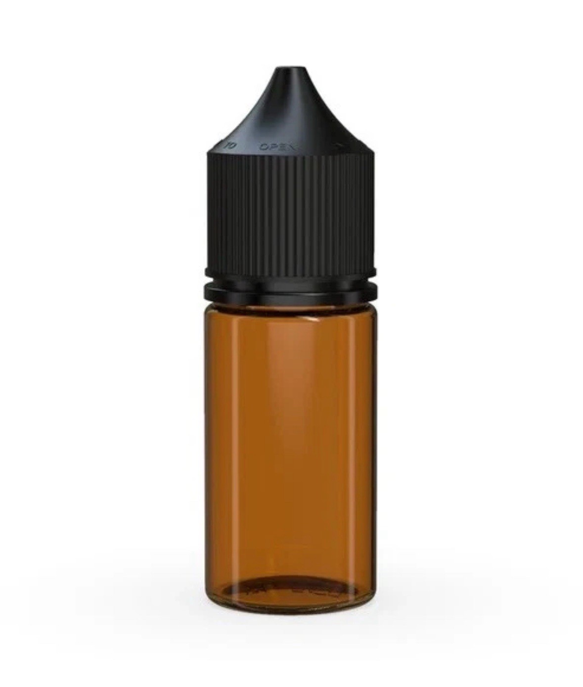 CHUBBY GORILLA 30ML STUBBY Bottles (25pack) TRANSLUCENT AMBER BOTTLE/BLACK LID