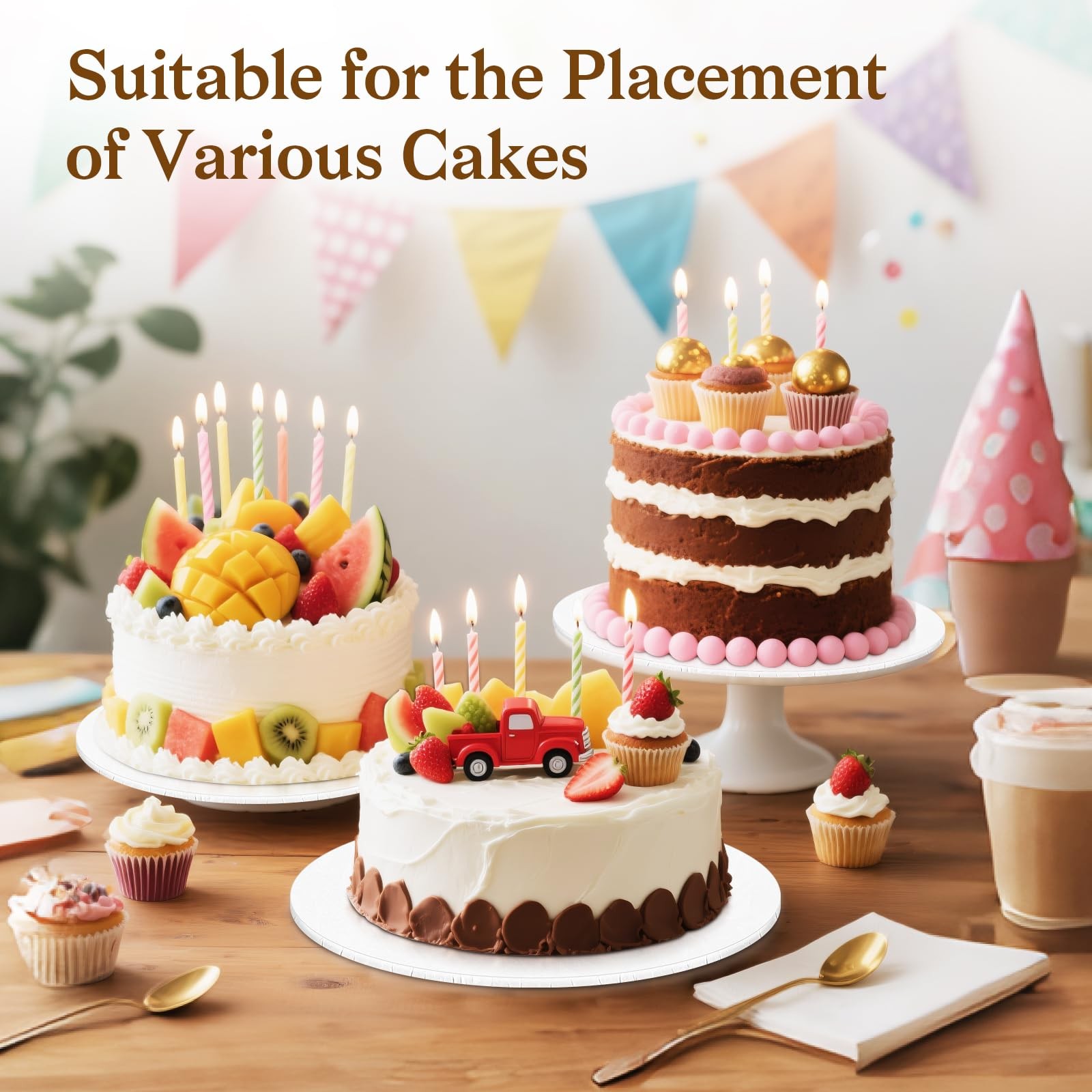6 PCS 8 Inch White Cake Boards 1/4 Inch Thick Round Cardboard Circle Base