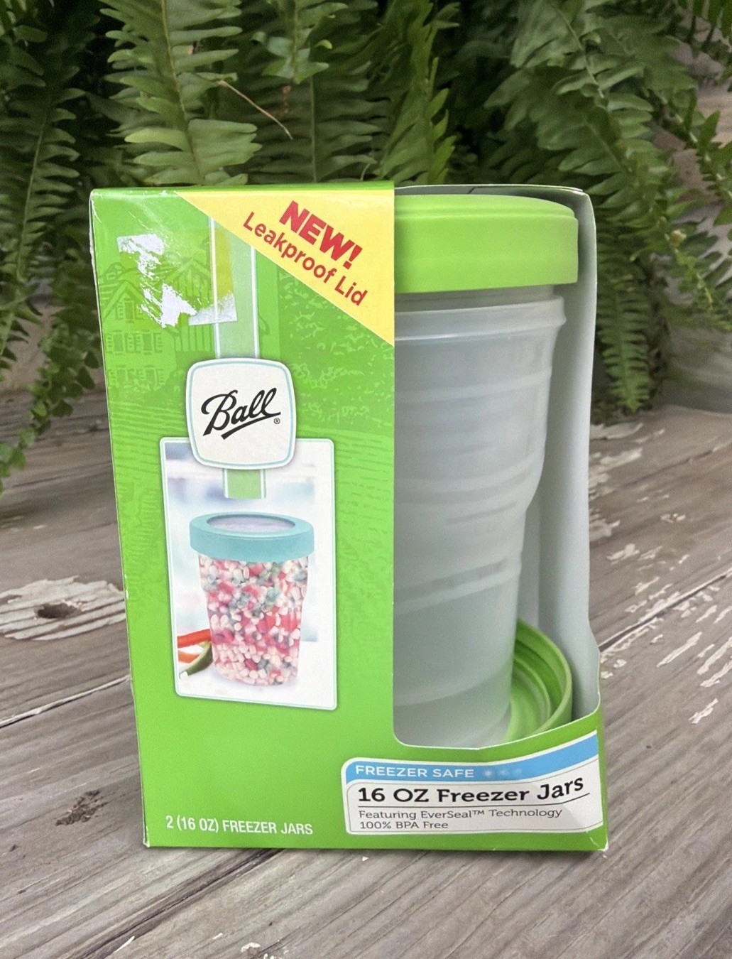 Ball Plastic 16 oz Freezer Jars Leakproof Lids 2 Count Storage Container Food