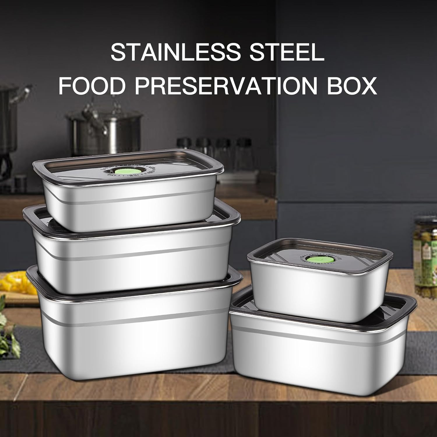 10-Piece Stainless Steel Food Storage Container Set with Airtight Lids – Durable